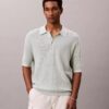 Maglione polo in cotone a trama waffle