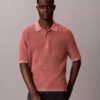 Maglione polo in cotone a trama waffle