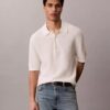 Maglione polo in cotone a trama waffle