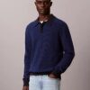 Maglione polo in cotone a trama waffle Maglione polo in cotone a trama waffle