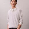Maglione polo in cotone a trama waffle Maglione polo in cotone a trama waffle
