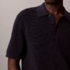 Maglione polo in cotone a trama waffle