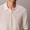 Maglione polo in cotone a trama waffle