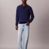Maglione polo in cotone a trama waffle Maglione polo in cotone a trama waffle