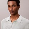 Maglione polo in cotone a trama waffle