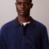 Maglione polo in cotone a trama waffle Maglione polo in cotone a trama waffle