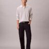 Maglione polo in cotone a trama waffle Maglione polo in cotone a trama waffle