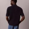 Maglione polo in cotone a trama waffle