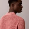 Maglione polo in cotone a trama waffle