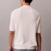 Maglione polo in cotone a trama waffle