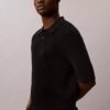 Maglione polo in cotone a trama waffle