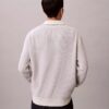 Maglione polo in cotone a trama waffle Maglione polo in cotone a trama waffle