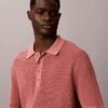 Maglione polo in cotone a trama waffle
