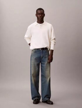 Maglione polo in cotone dalla vestibilità comoda