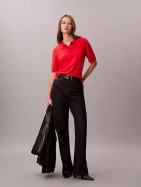 Maglione polo in lana merino