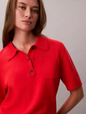 Maglione polo in lana merino