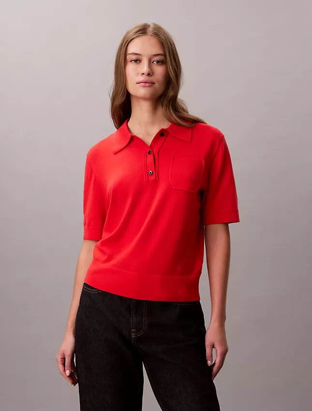 Maglione polo in lana merino Maglione polo in lana merino