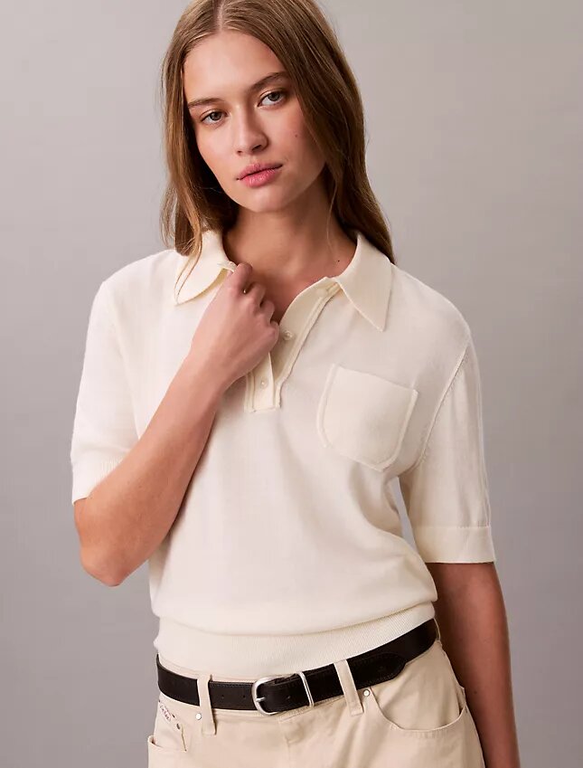 Maglione polo in lana merino Maglione polo in lana merino