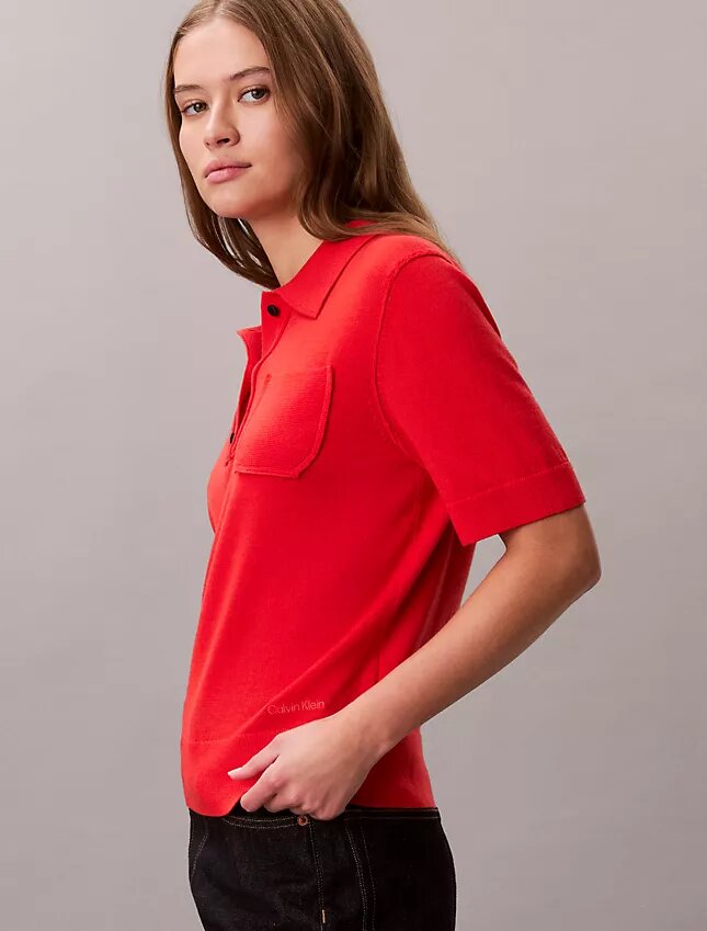 Maglione polo in lana merino Maglione polo in lana merino
