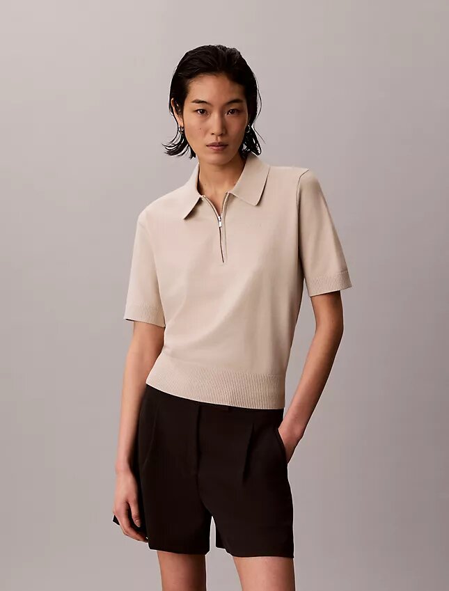 Maglione polo in maglia morbida Maglione polo in maglia morbida