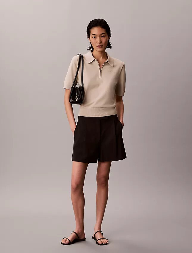 Maglione polo in maglia morbida Maglione polo in maglia morbida
