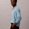 Maglione polo in misto lana merino extra fine