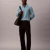 Maglione polo in misto lana merino extra fine