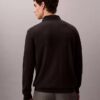 Maglione polo in misto lana merino extra fine
