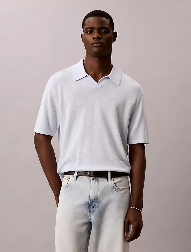 Maglione polo in misto lino Maglione polo in misto lino