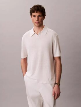 Maglione polo in misto lino