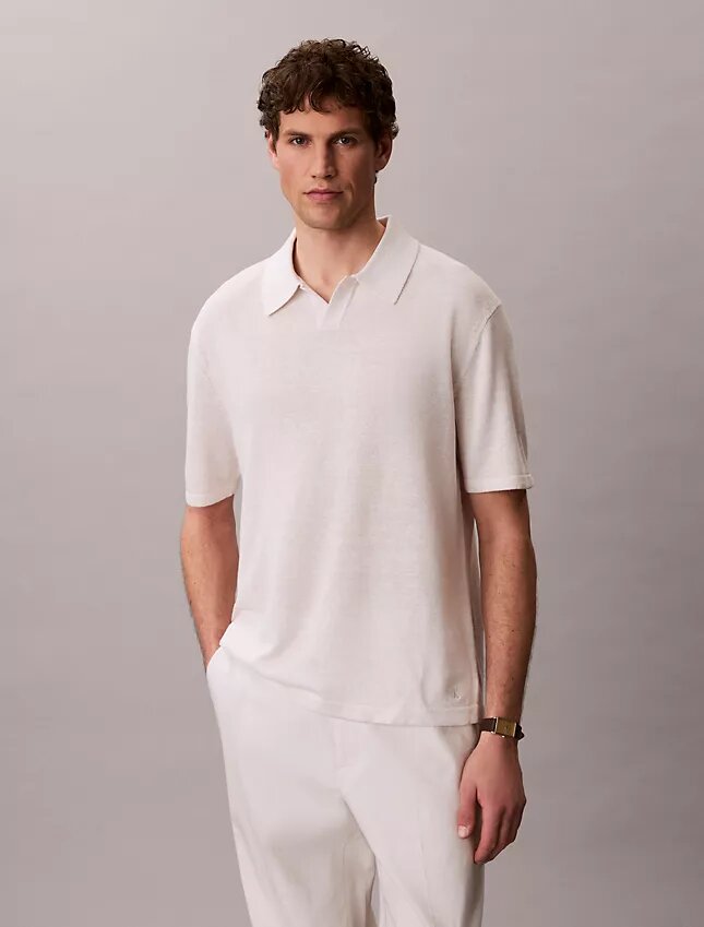 Maglione polo in misto lino Maglione polo in misto lino