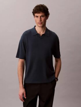 Maglione polo in misto lino