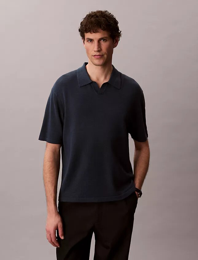 Maglione polo in misto lino Maglione polo in misto lino