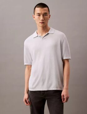 Maglione polo in misto lino