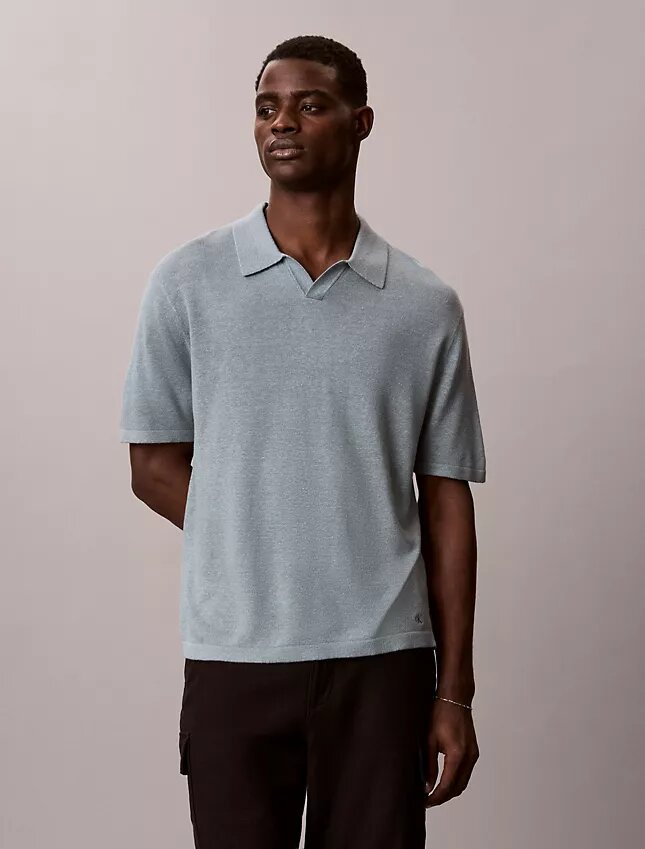 Maglione polo in misto lino Maglione polo in misto lino