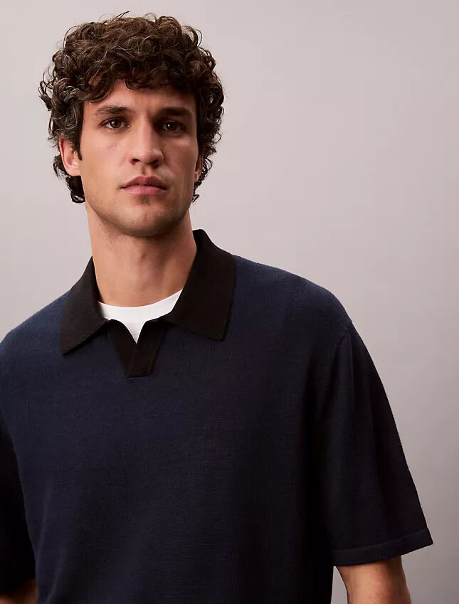 Maglione polo in misto lino Maglione polo in misto lino