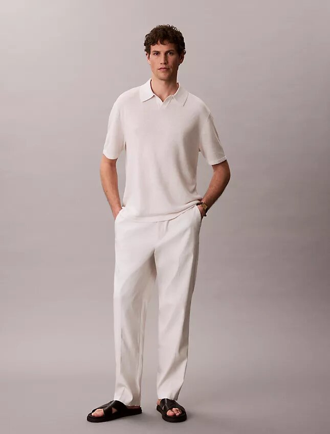 Maglione polo in misto lino Maglione polo in misto lino
