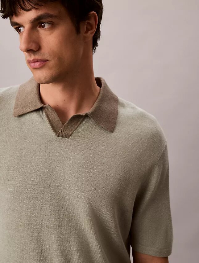 Maglione polo in misto lino Maglione polo in misto lino