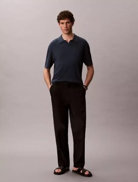 Maglione polo in misto lino
