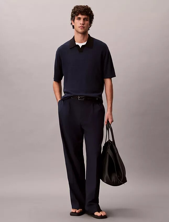 Maglione polo in misto lino Maglione polo in misto lino