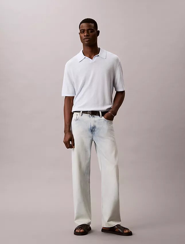 Maglione polo in misto lino Maglione polo in misto lino