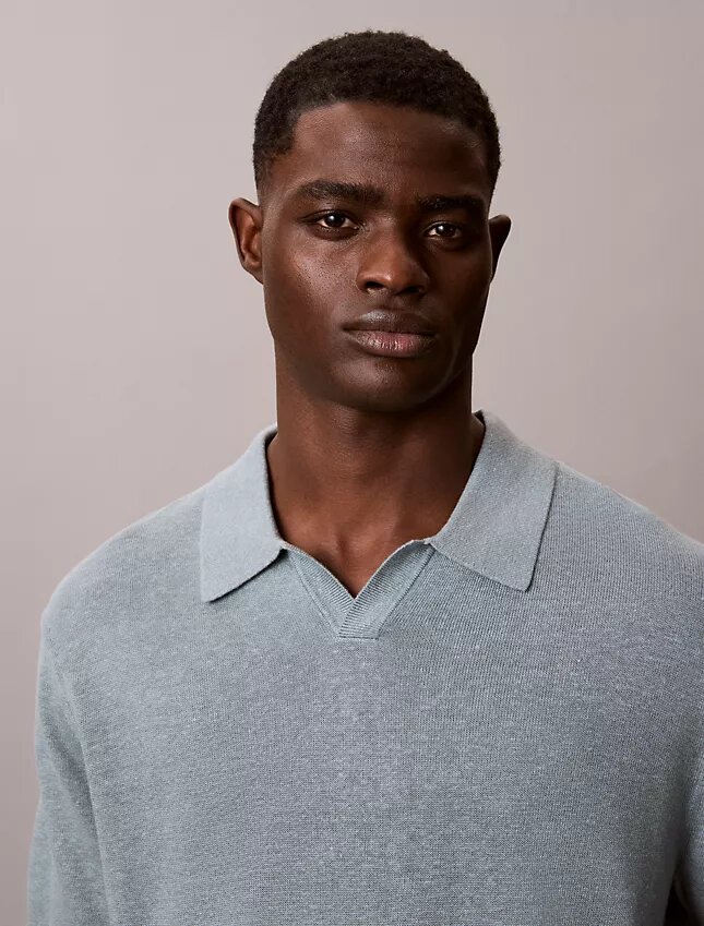 Maglione polo in misto lino Maglione polo in misto lino