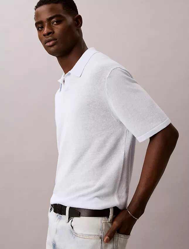 Maglione polo in misto lino Maglione polo in misto lino