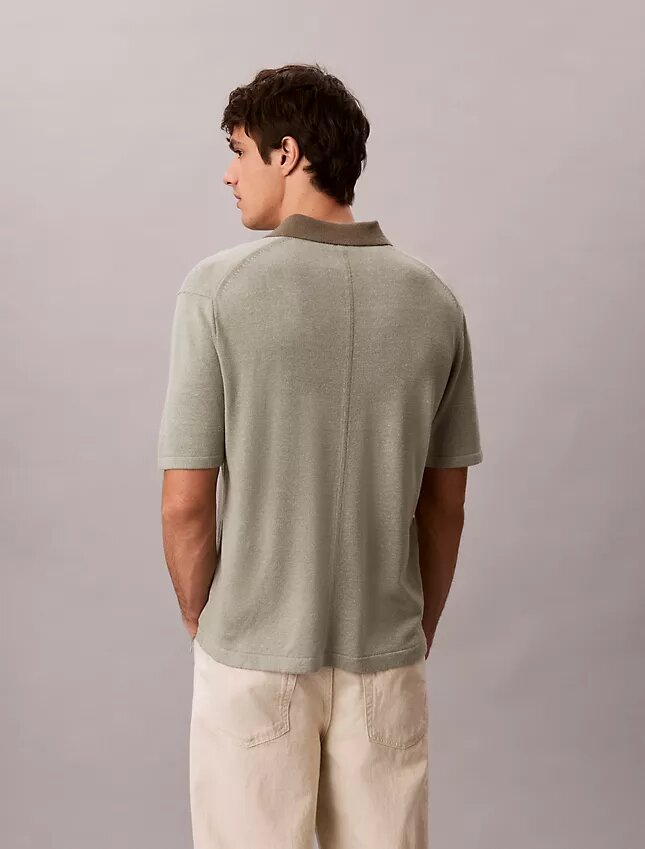 Maglione polo in misto lino Maglione polo in misto lino