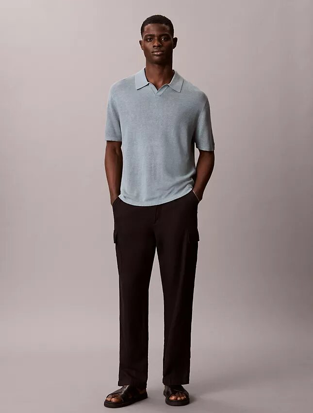 Maglione polo in misto lino Maglione polo in misto lino