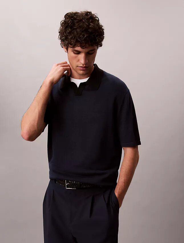 Maglione polo in misto lino Maglione polo in misto lino