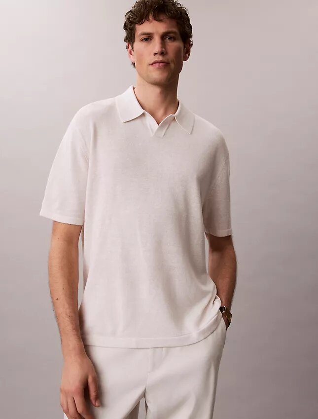 Maglione polo in misto lino Maglione polo in misto lino