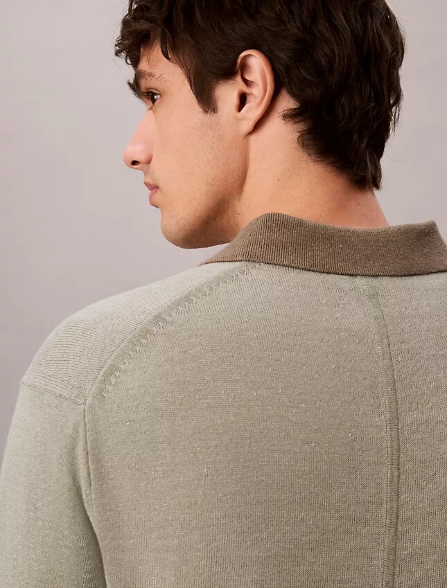 Maglione polo in misto lino Maglione polo in misto lino