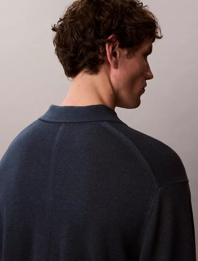 Maglione polo in misto lino Maglione polo in misto lino