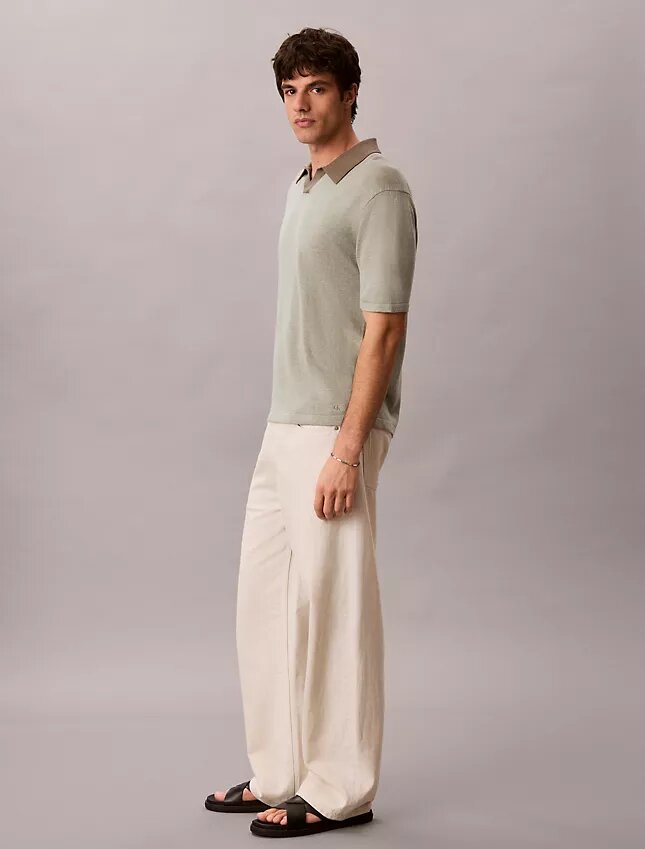 Maglione polo in misto lino Maglione polo in misto lino